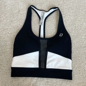 Lorna Jane black and white sports bra crop top nwot XS